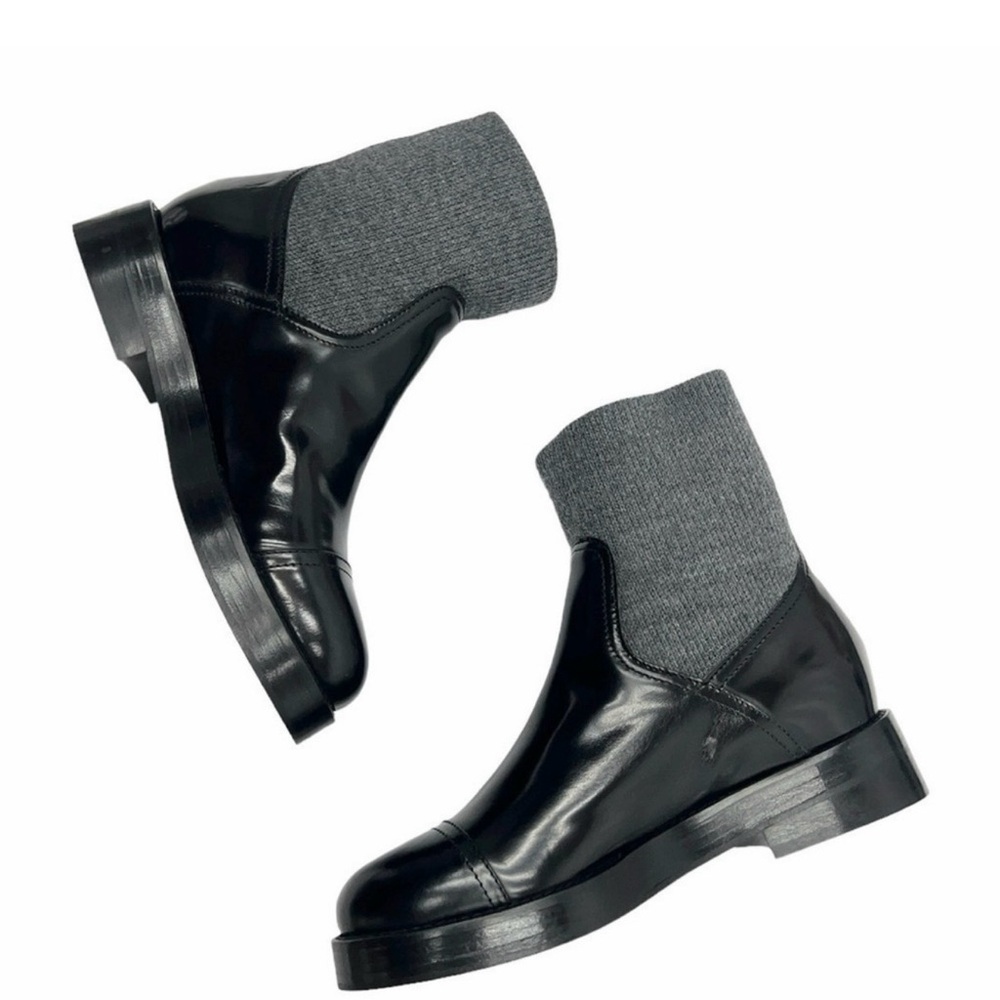 J.Crew Rib-cuff boots in Italian leather Black Size 10 NWB - Picture 6 of 9
